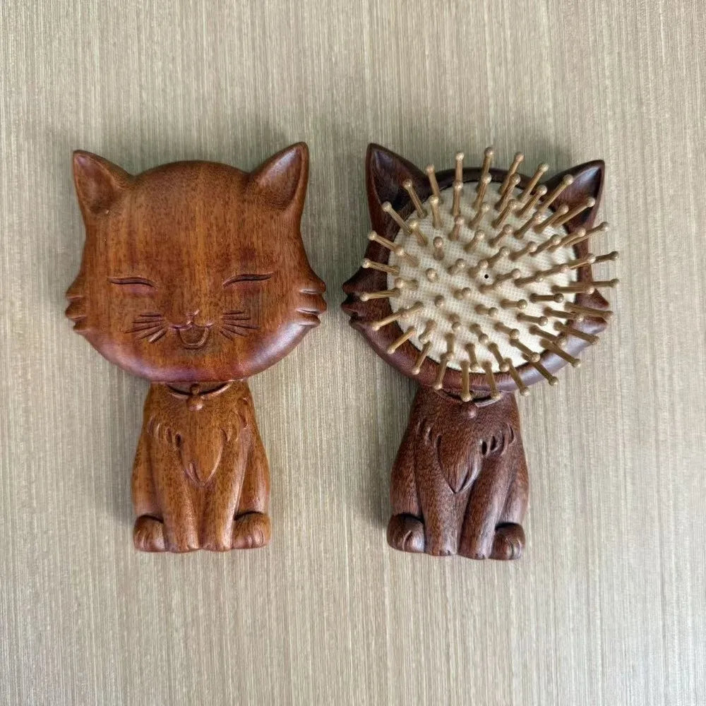 Sandalwood Air Cushion Hair Comb | Hand Carved Wood Brush