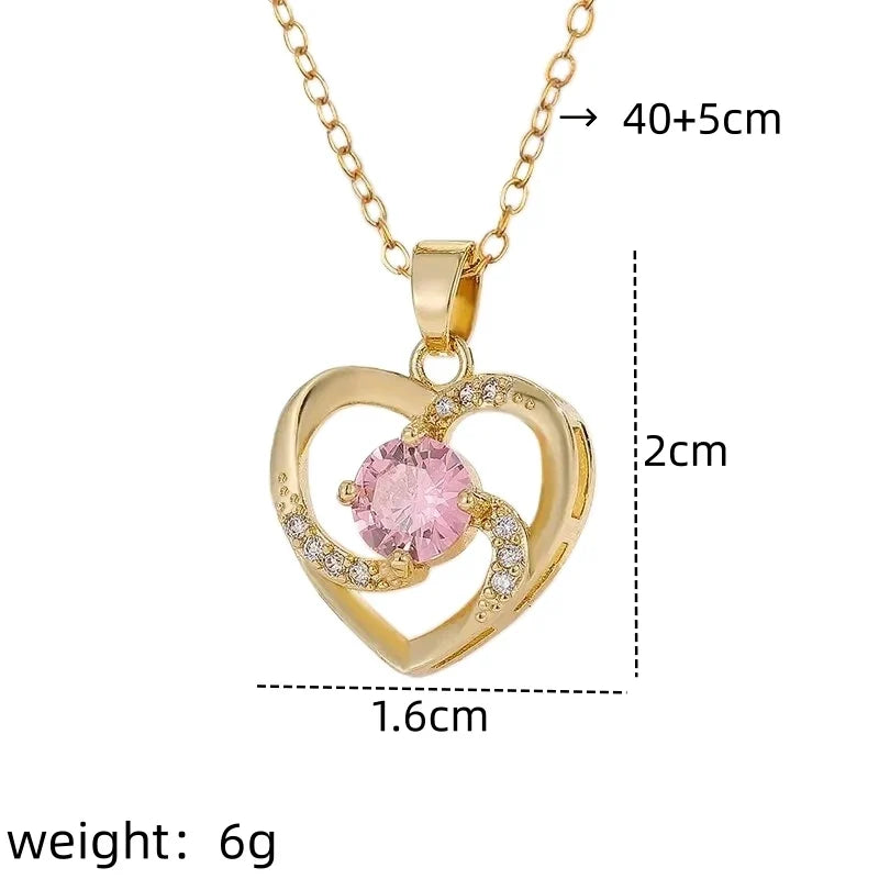 Women's Gold Heart Pendant Necklace – Adjustable Clavicle Chain
