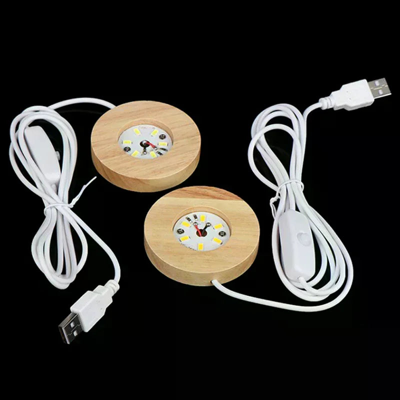 Wooden LED Light Display Base for Crystal Ball & Night Lamp