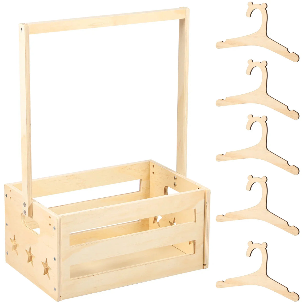 Wood Baby Shower Storage Basket Crate with Organizer & Hangers