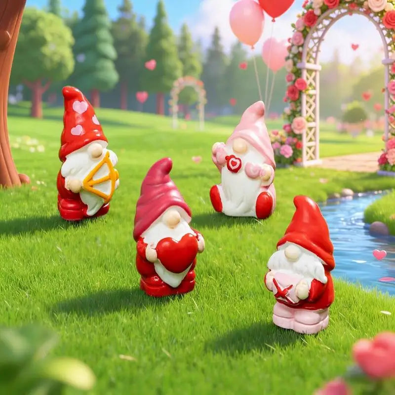 4pcs Mini Resin Gnome Figurines – Fairy Garden Mushroom Décor