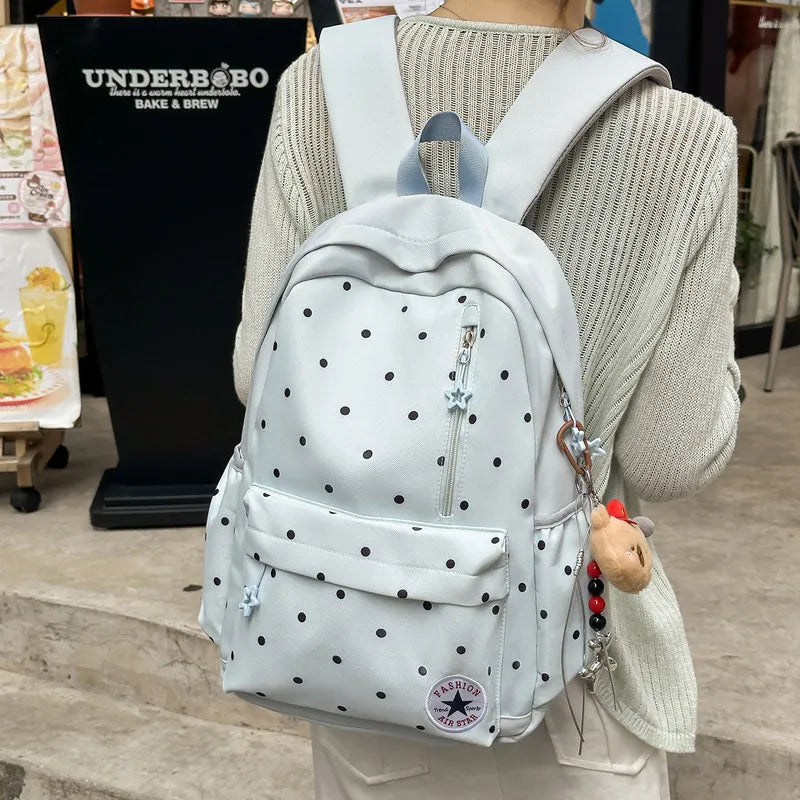 Japanese Polka Dot Backpack – Cute Girls School & Travel Bag
