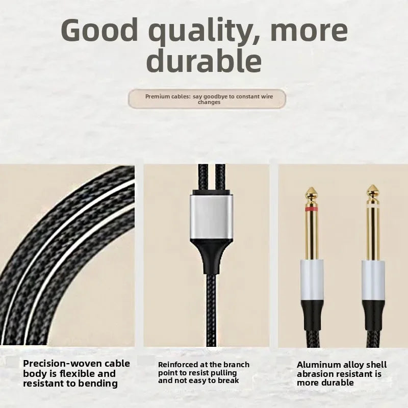 Nixie 3.5mm to Dual 6.35mm Audio Cable – Gold-Plated & DC Noise