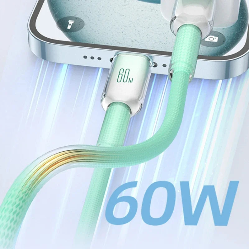 60W USB-C to USB-C Fast Charging Braided Cable 1m/2m