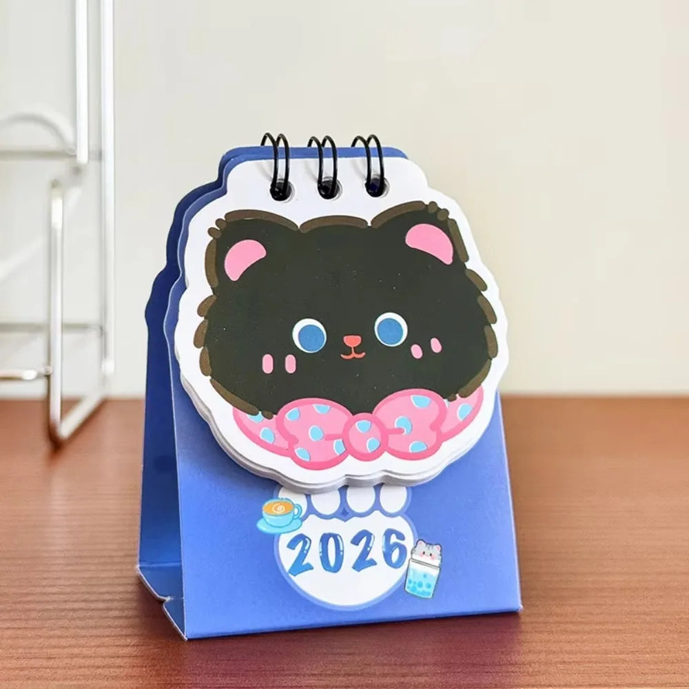Cute Mini 2026 Desk Calendar – Cartoon Cat Planner Ornament