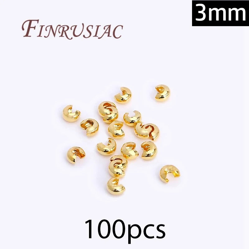 18K Gold Plated Crimp Beads, End Caps & Lobster Clasps