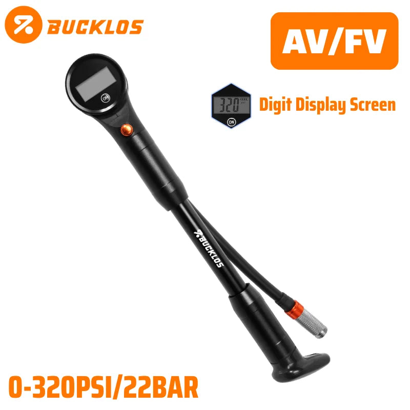 BUCKLOS 320PSI Portable Bike Pump – AV/FV MTB & Road