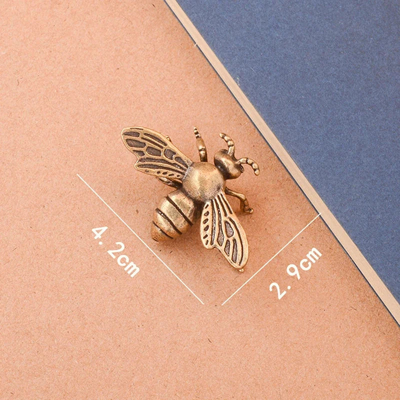Brass Bee Figurine Miniature Antique Copper Desk Ornament