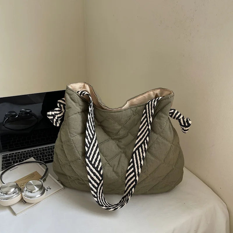 Large Quilted Tote Bag – Women's Commuter Shoulder Bag