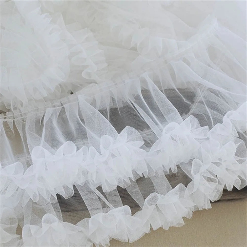 Pleated Tulle Lace Trim 15x90cm – Fluffy Mesh Ribbon for DIY
