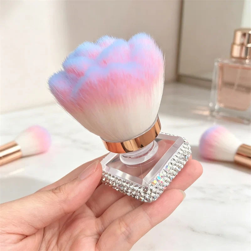 Rose Fluffy Powder Brush – Rhinestone Base Blush & Nail Dust