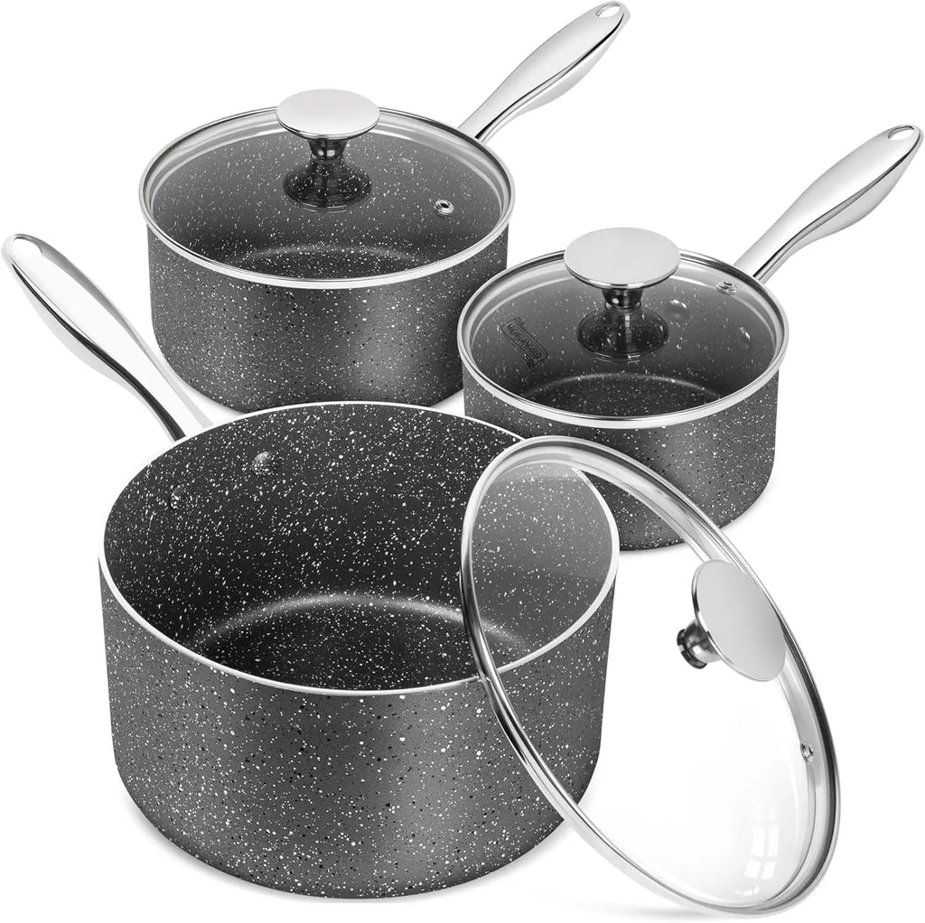 MICHELANGELO 3-Piece Granite Non-Stick Pot Set – Induction Ready