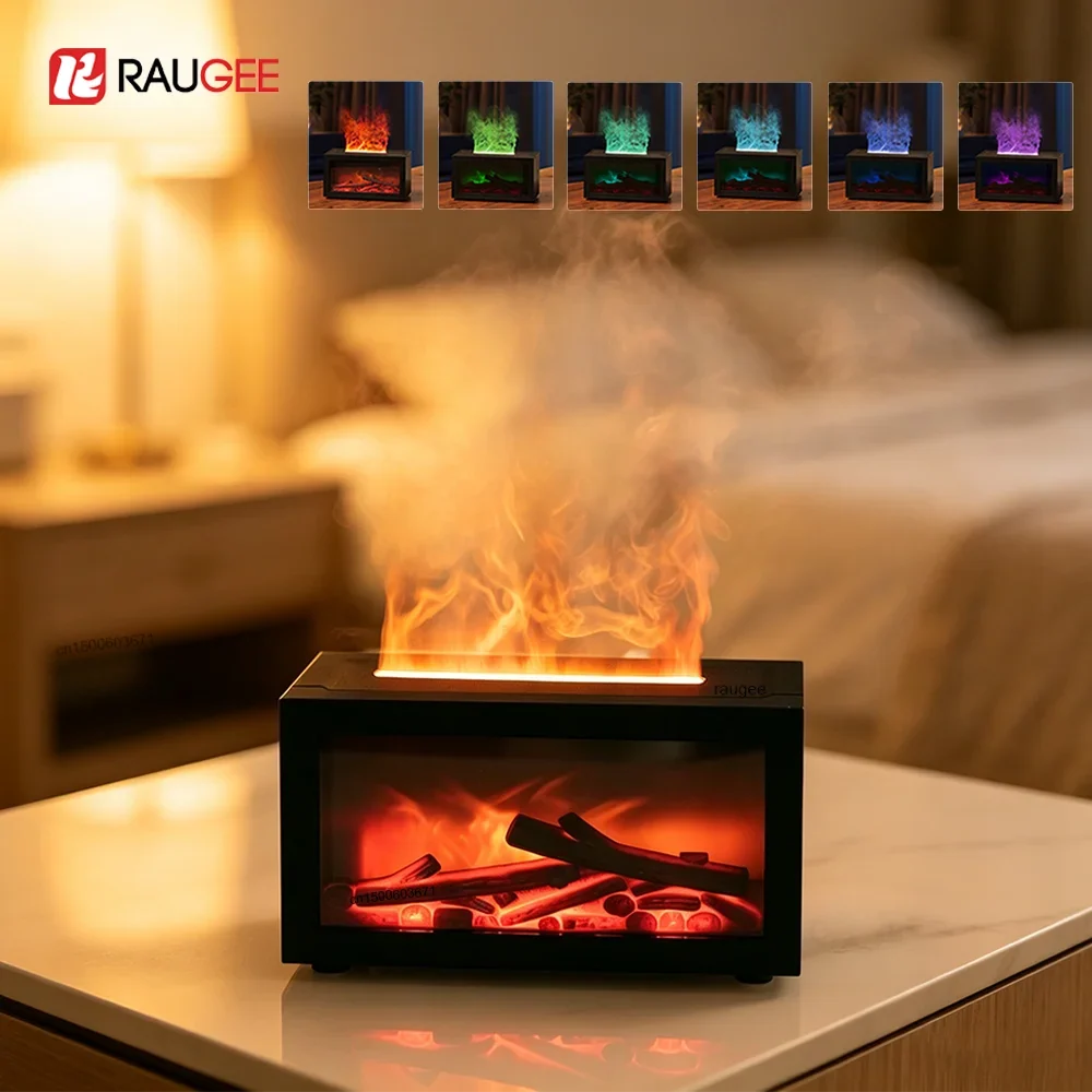 Flame Aroma Diffuser & USB Humidifier – 7 LED Colors | Raugee