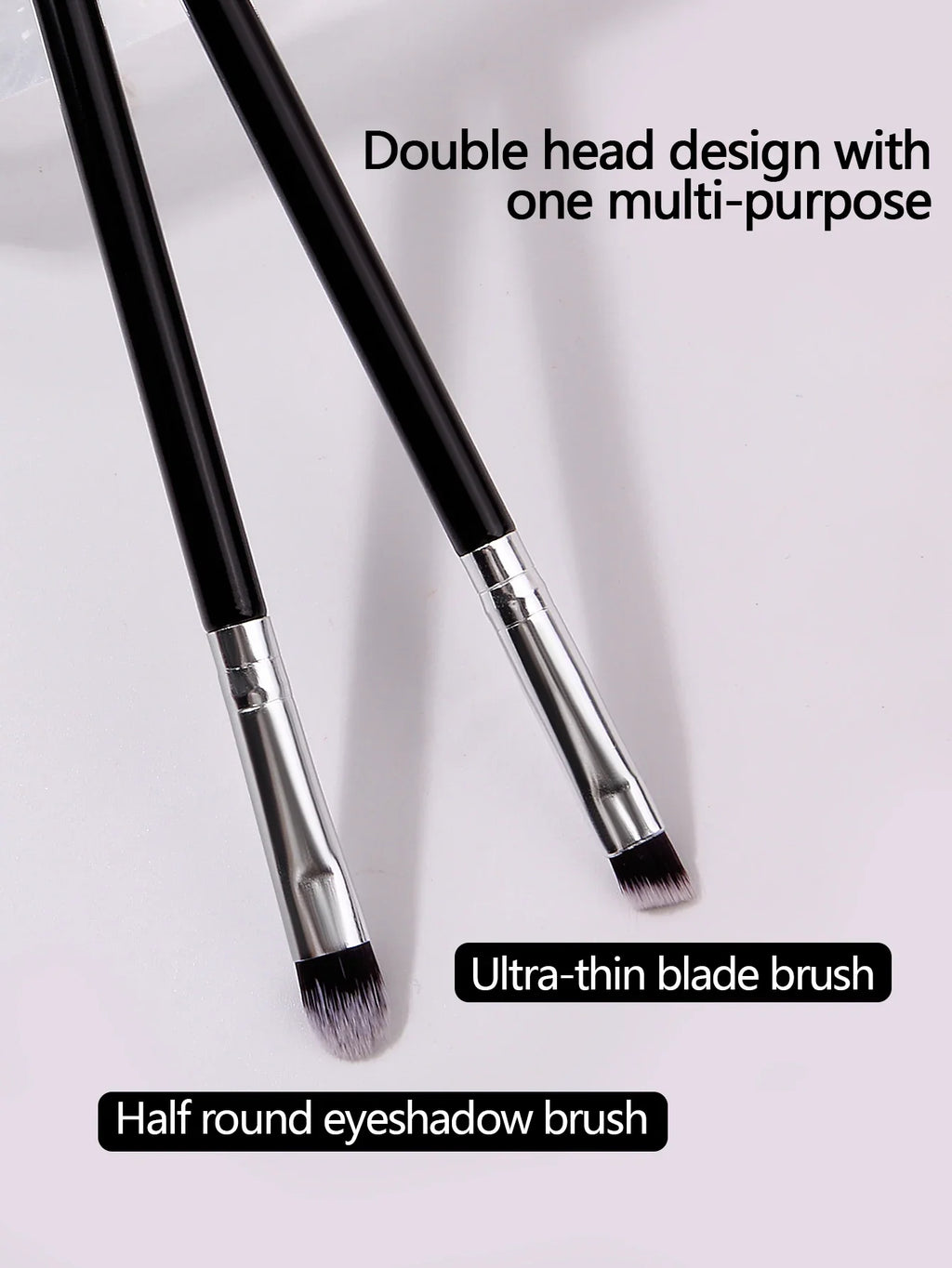 2pcs Double-Ended Eyeshadow & Eyebrow Makeup Brush Set