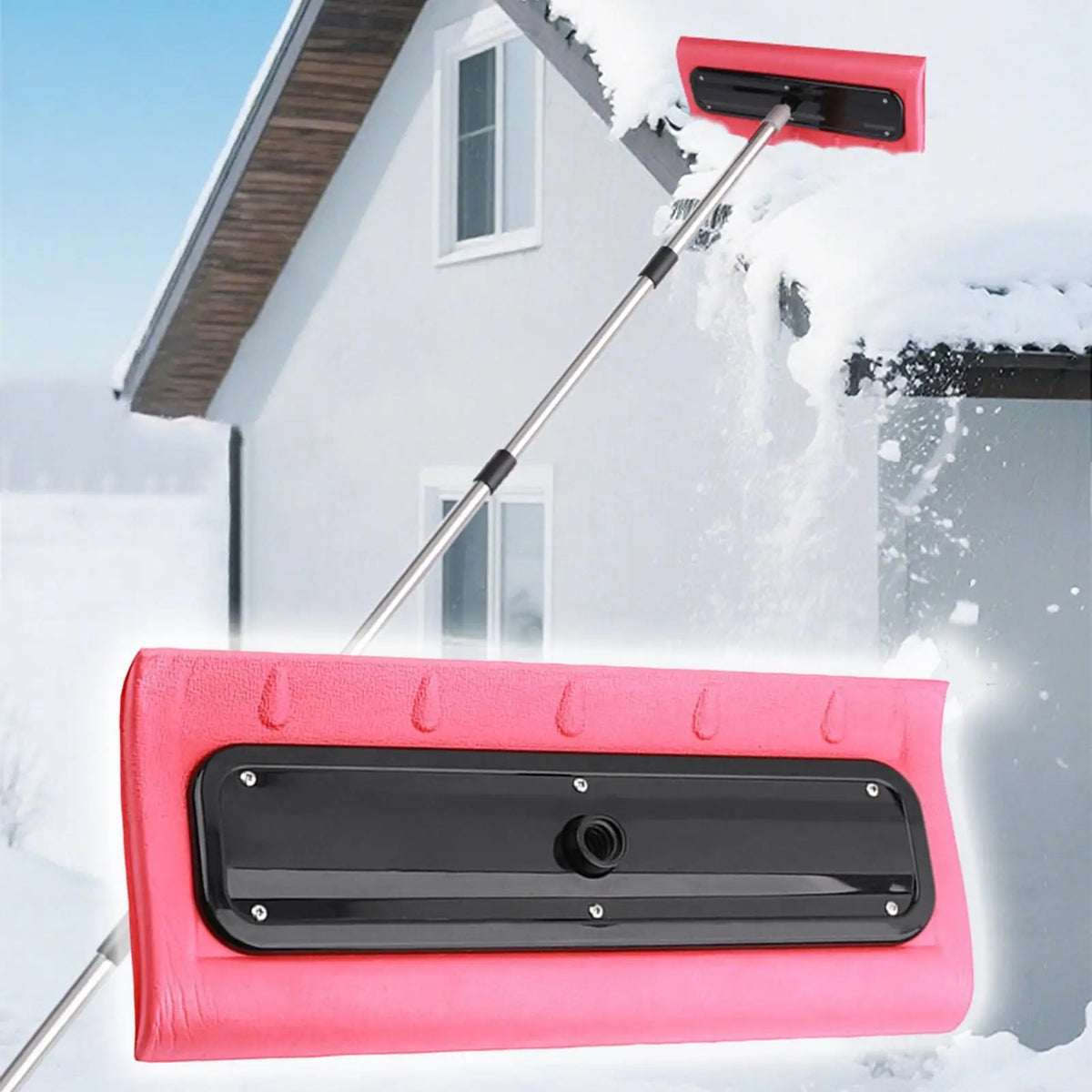 Snow Roof Rake Foam Broom Head – Safe Ground-Level Clearing