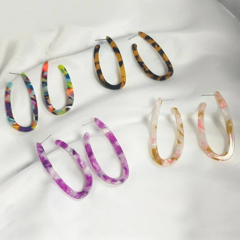 Women's U-Shaped Acetate Drop Earrings – Elegant Fashion Jewelry