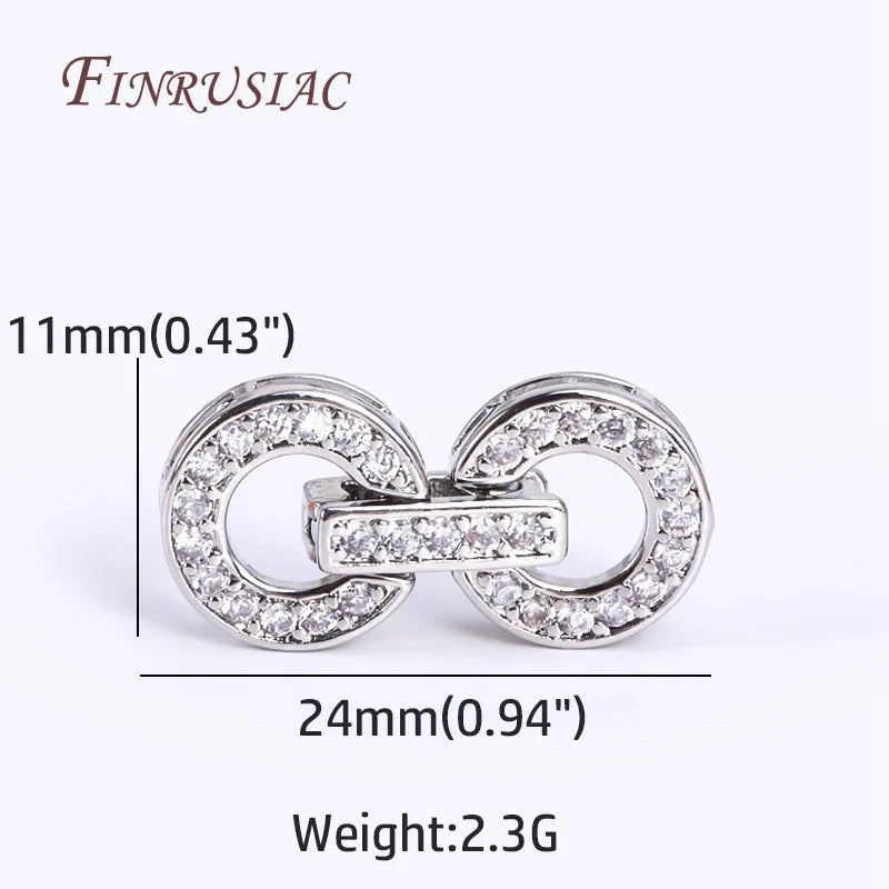 18K Gold Plated Zircon Round Clasp 11x24mm – DIY Jewelry