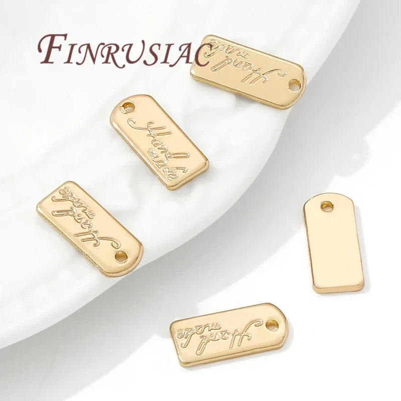 18K Gold Plated Tag Charm | DIY Necklace & Bracelet Finding