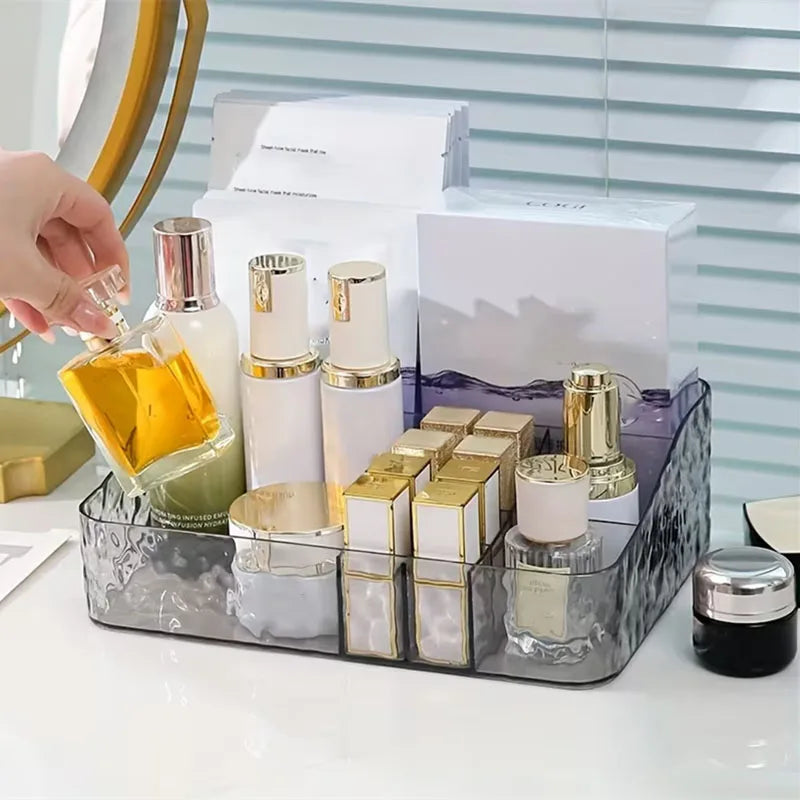 Water Ripple Acrylic Makeup Organizer | Multi-Compartment Holder