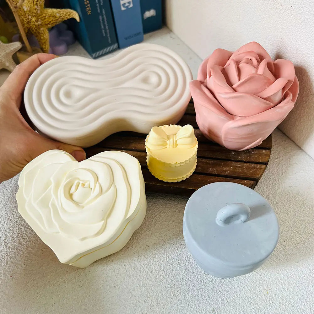 Silicone Resin Mold Set – Candle Jar, Rose & Storage Box