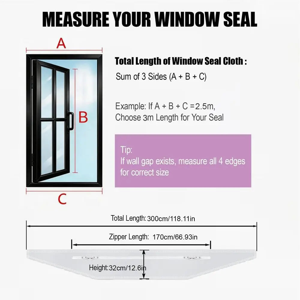Portable AC Window Seal Strip – Zipper Kit 3m & 4m