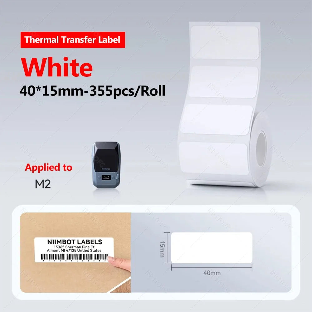 Niimbot M2/M3 Thermal Transfer Labels – White, Clear & Silver