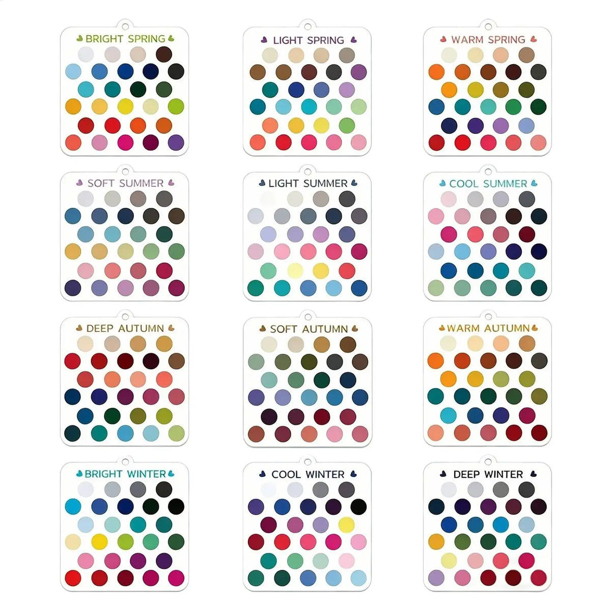 Season Color Palette Cards – 12pc Acrylic Color Analysis Kit
