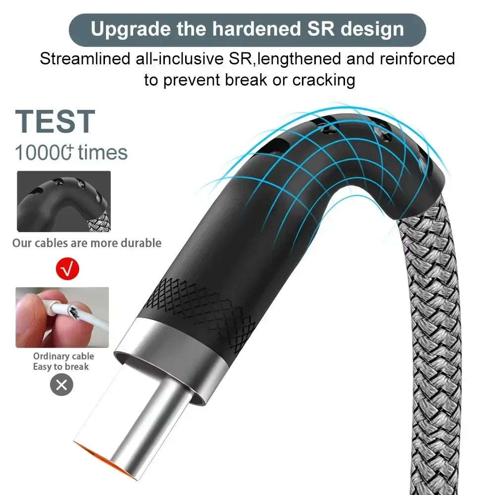 USB-C 6A Fast Charging Cable Nylon Braid 1M–8M | Type-C