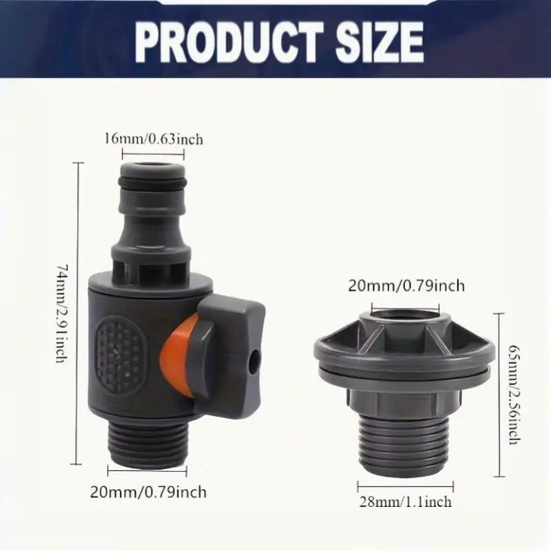 1/2-Inch PVC Tank Connector with On/Off Irrigation Valve
