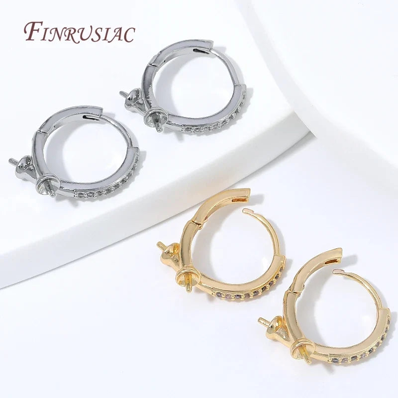 18K Gold Plated Huggie Hoop Earring Findings – Zirconia DIY