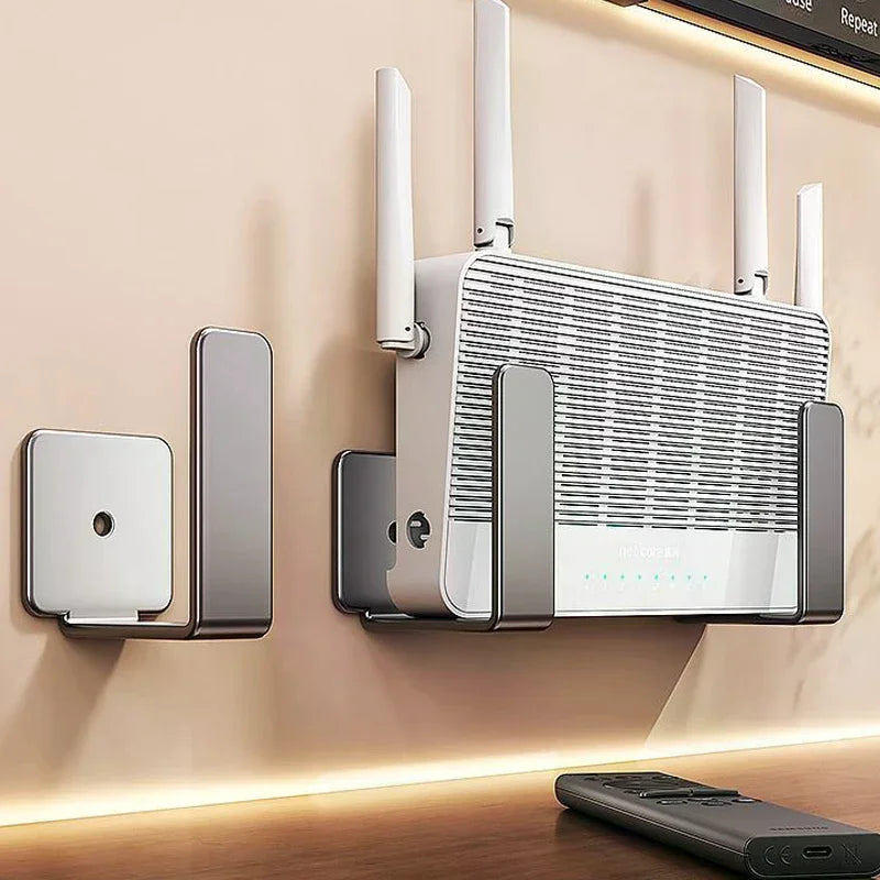 No-Drill Wall Mount Router Holder – Modem & Set-Top Box Rack