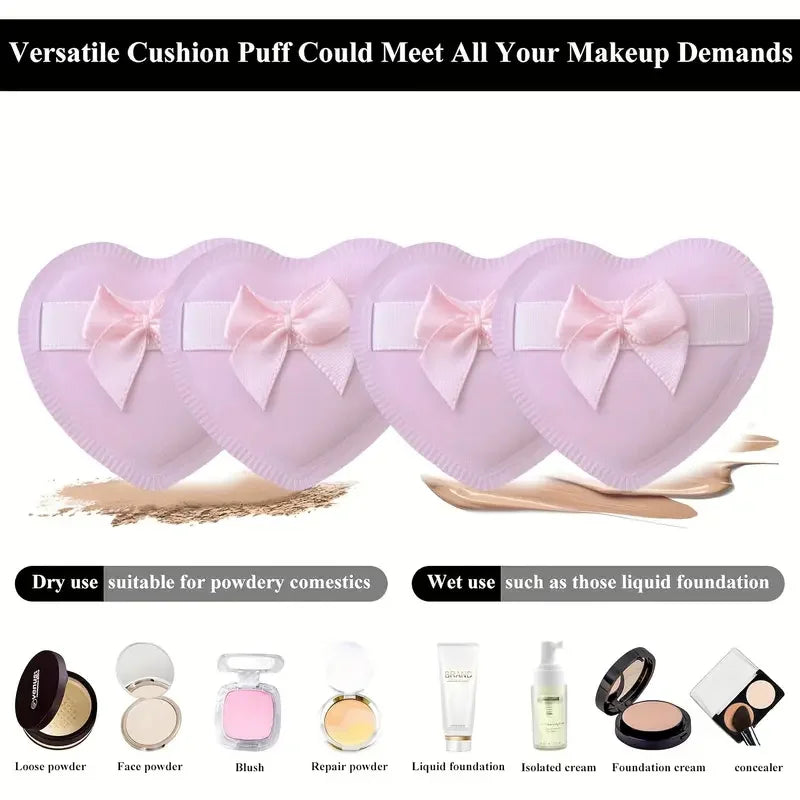 6-Pack Heart-Shaped Makeup Sponge Puffs – Dry & Wet Use