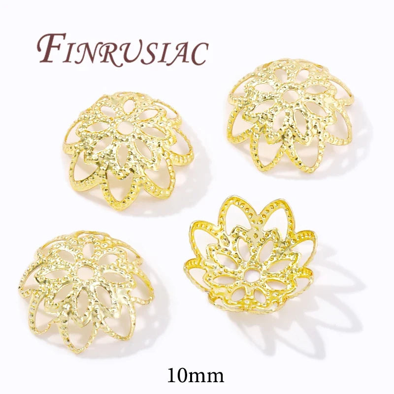 18K/14K Gold Plated Filigree Flower Bead Caps – Jewelry Making