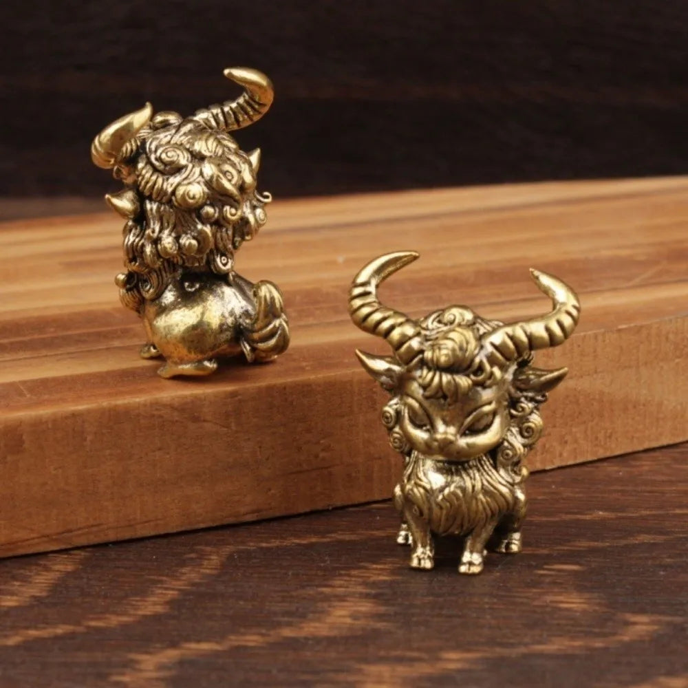 Brass Zodiac Sheep Statue | Chinese Zodiac Animal Figurine