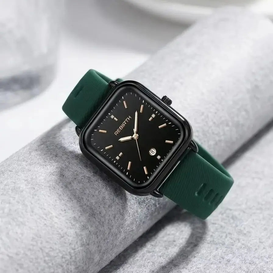 REBIRTH Women's Macaron Quartz Watch | Silicone Strap Calendar