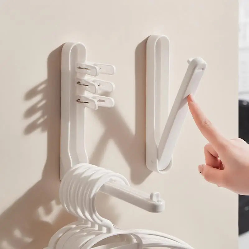 Foldable Wall-Mounted Clothes Hanger Organizer with Clips