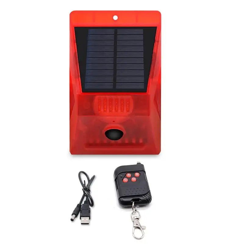 Solar Motion Sensor Alarm Light – IP65 Siren Strobe Deterrent