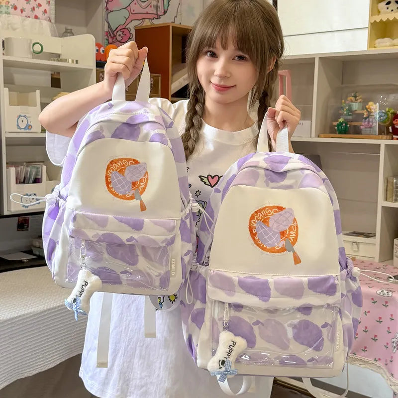 Nixie Korean Cute Printed Backpack – Lightweight Girls School Bag
