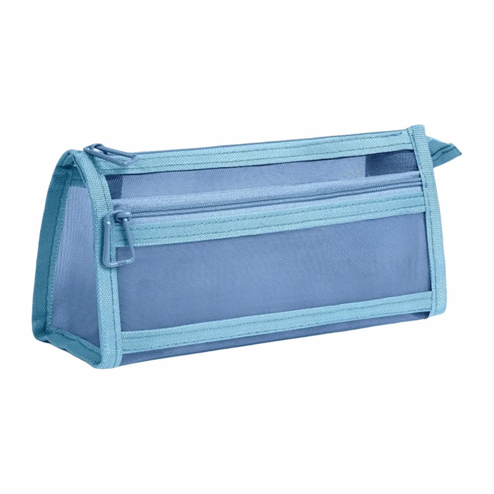 Transparent Mesh Pencil Case – Double Layer Large Capacity