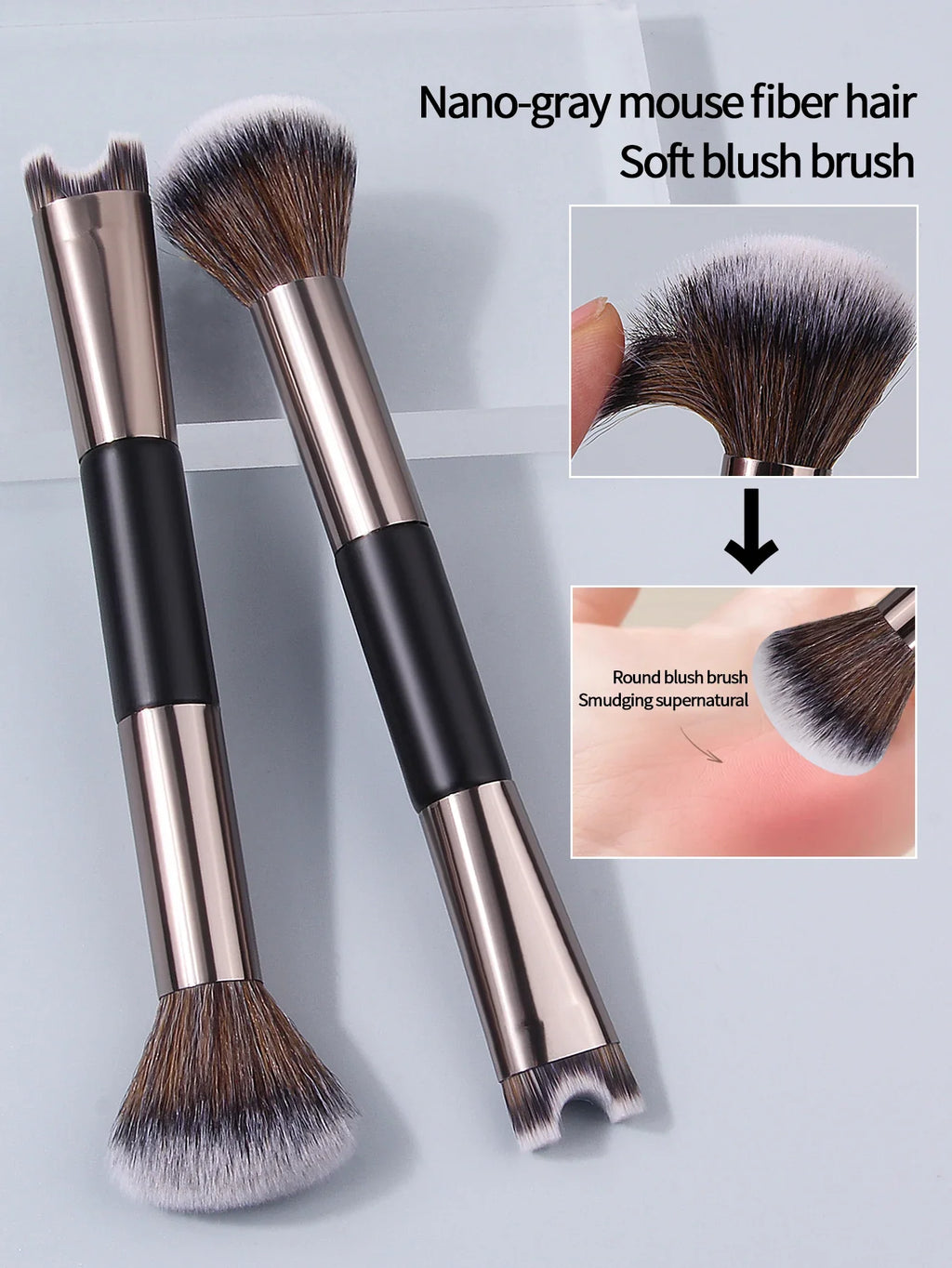 Nixie Double-Headed Makeup Brush – Powder, Blush & Concealer