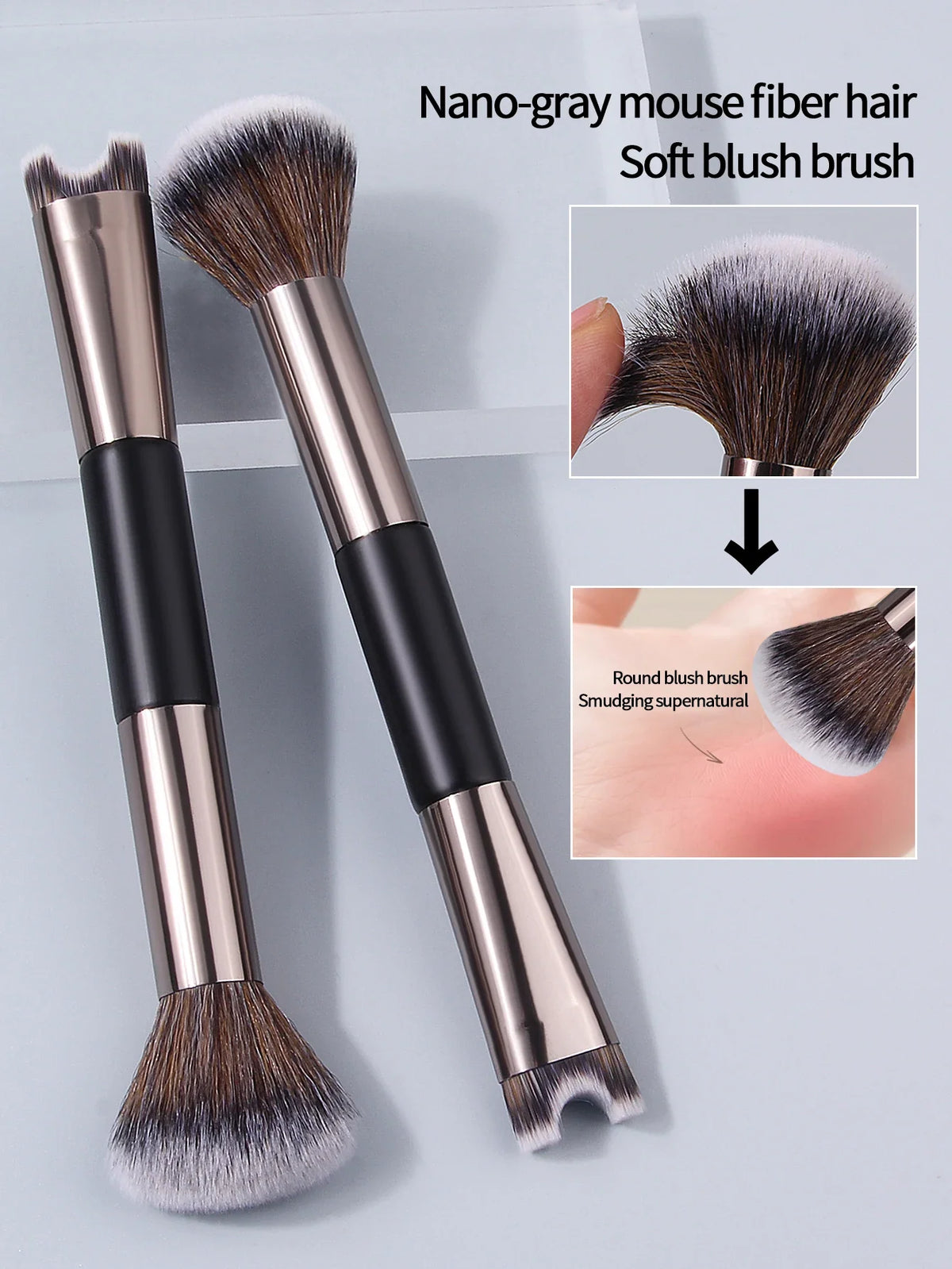 Nixie Double-Headed Makeup Brush – Powder, Blush & Concealer