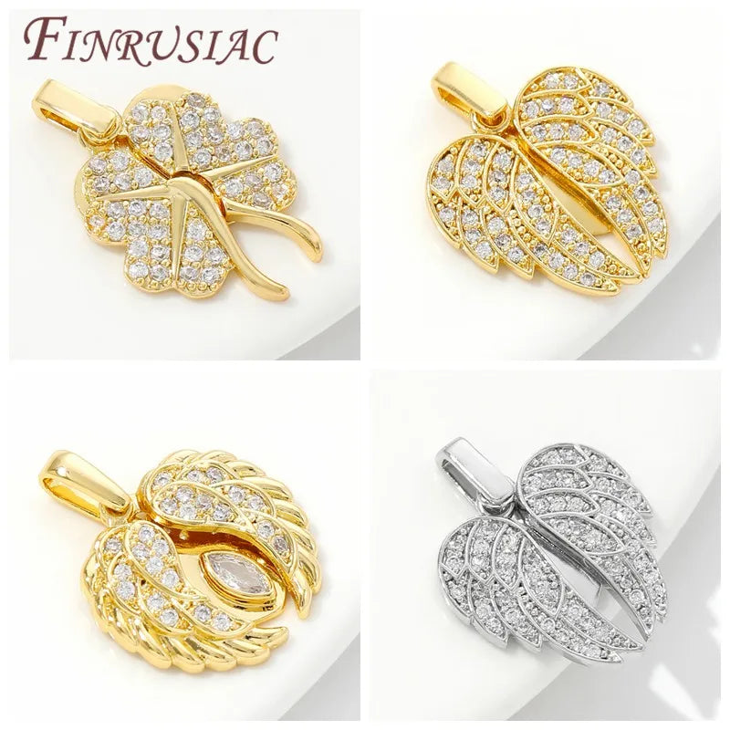 18K Gold Plated Zircon Heart Charm Pendants | DIY Jewelry Making