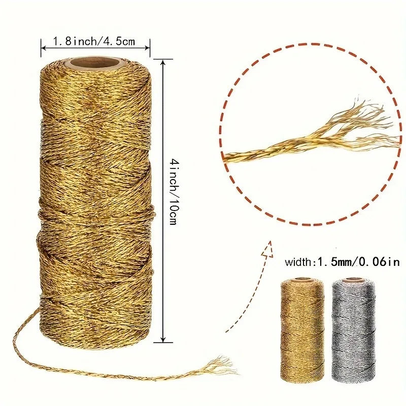 1.5mm 100M Gold Silver Macrame Cord Rope for DIY Crafts