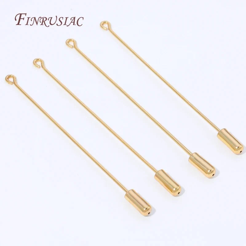 18K Gold Plated 70mm Brooch Pin Stem with Cap | DIY Jewelry