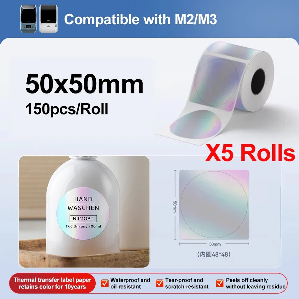 Niimbot M2/M3 Silver Laser Thermal Transfer Label Stickers