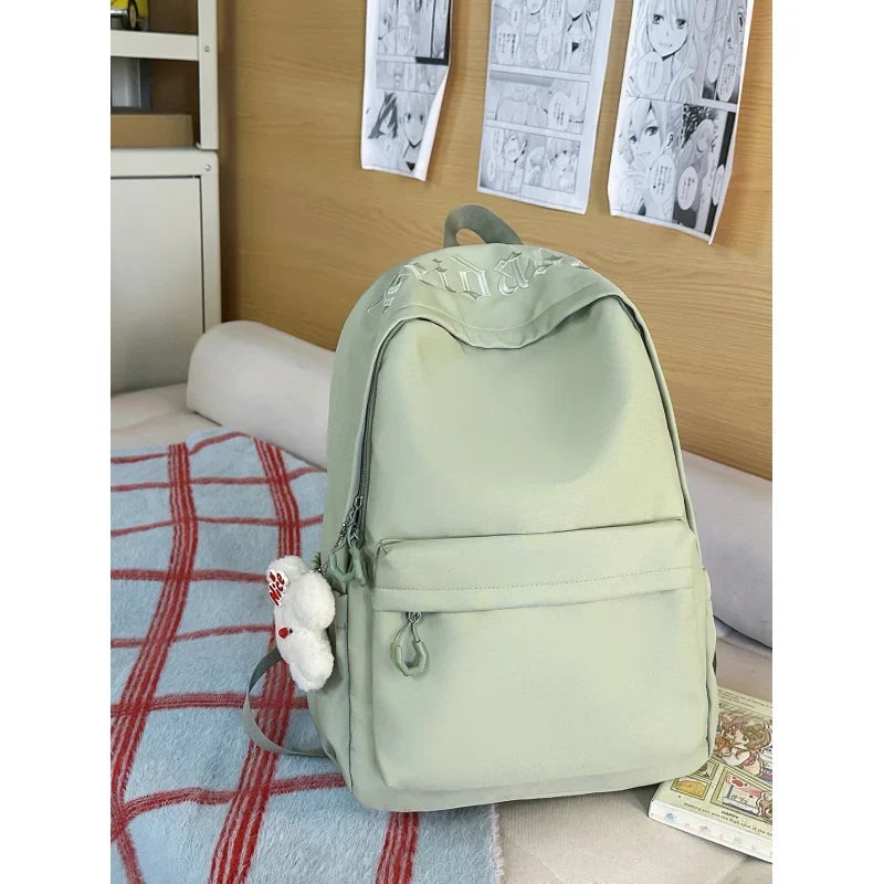Letter-Embroidered Girls School Backpack – Large & Lightweight