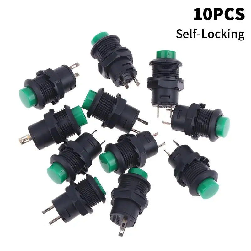 12mm Pushbutton Switches Self-Lock & Momentary OFF-ON – 10 Pack