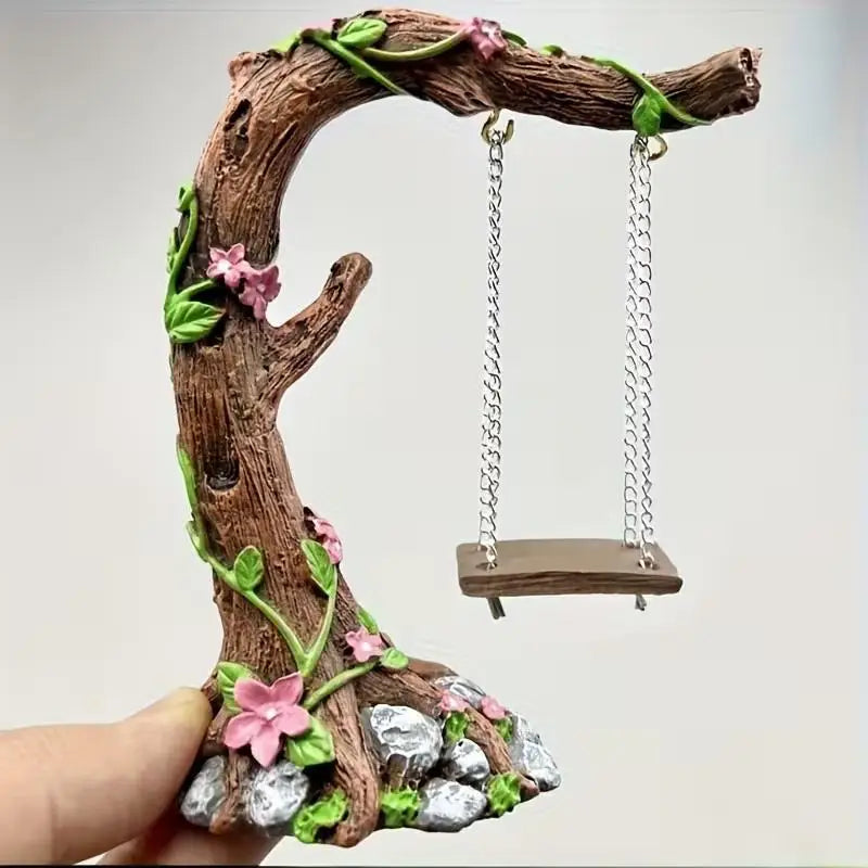 Miniature Fairy Garden Swing Resin Figurine – Micro Landscape