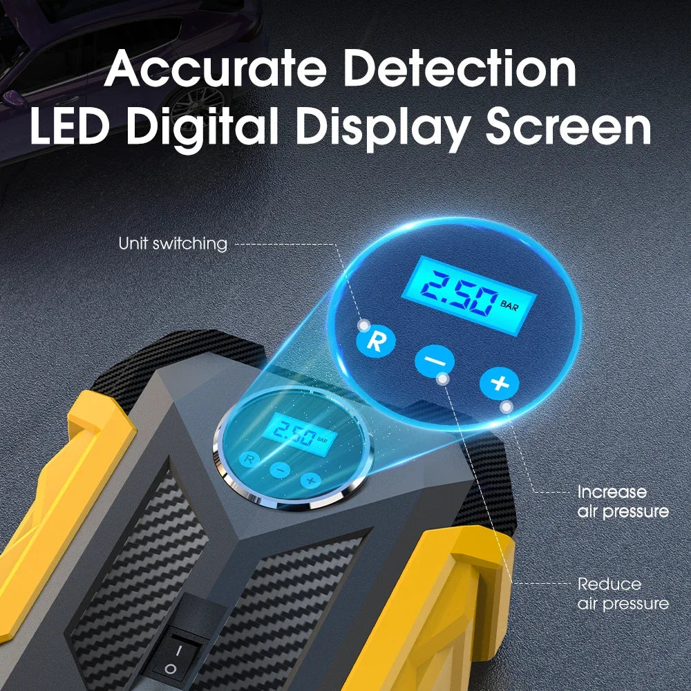 Portable Digital Tire Inflator – Car Air Compressor & LED Light