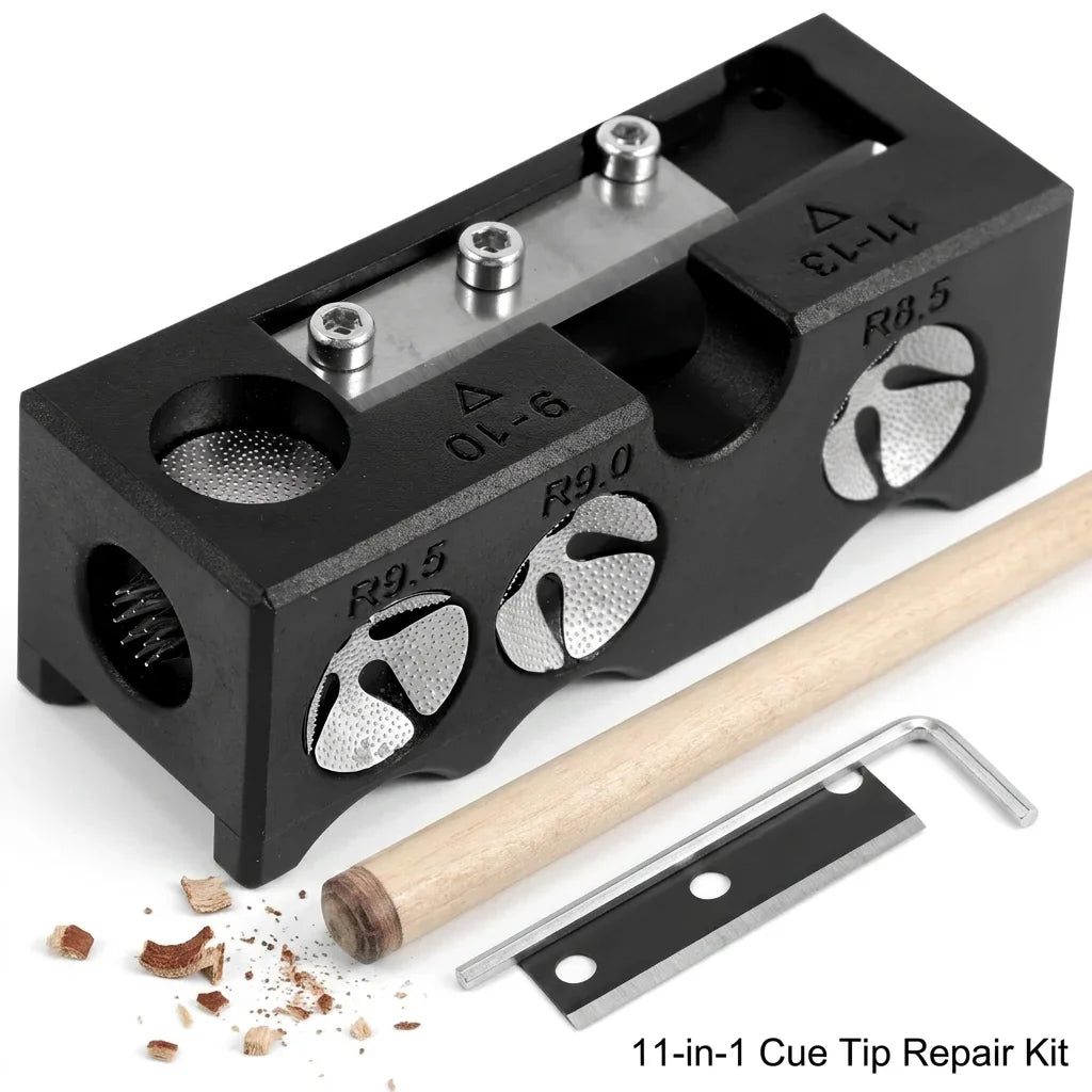 Billiard Pool Cue Tip Shaper & Repair Tool Kit – 11-Piece